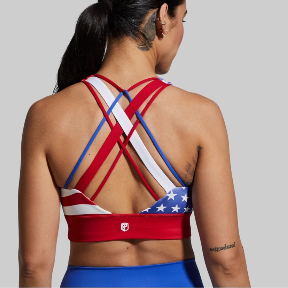 Born Primitive- SZ M USA Flag Ignite Sports Bra Red, White, Blues - Picture 8 of 8